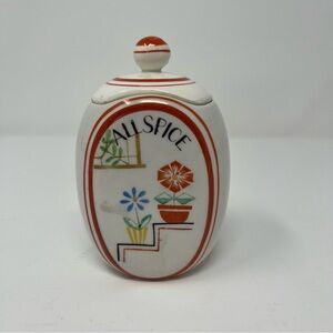 Vintage All Spice Ceramic Jar with Lid. Japanese. Vintage Flowers design
